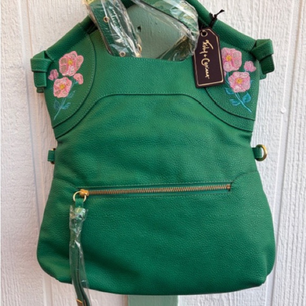 New Foley & Corinna Green Embroidered Women's Bag - Picture 3 of 6